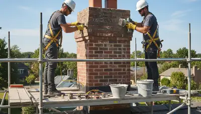 Memphis, TN chimney repair for masonry cracks, mortar damage, and water intrusion on a home exterior