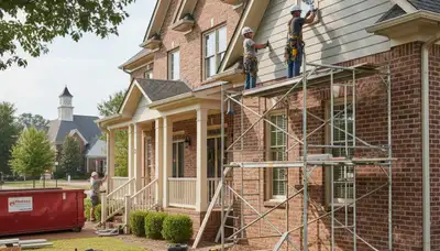 Memphis, TN siding contractor installing vinyl siding on a residential home