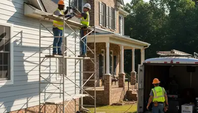 Memphis, TN siding contractor installing vinyl siding on a home exterior