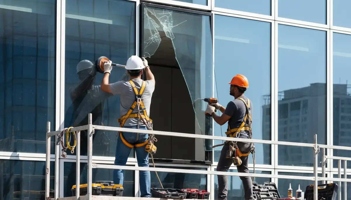 Memphis, TN siding service crew repairing window trim on a home exterior